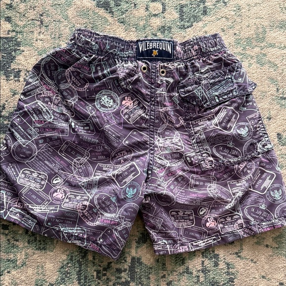 Vilebrequin Passport Stamp Swim Shorts in Purple